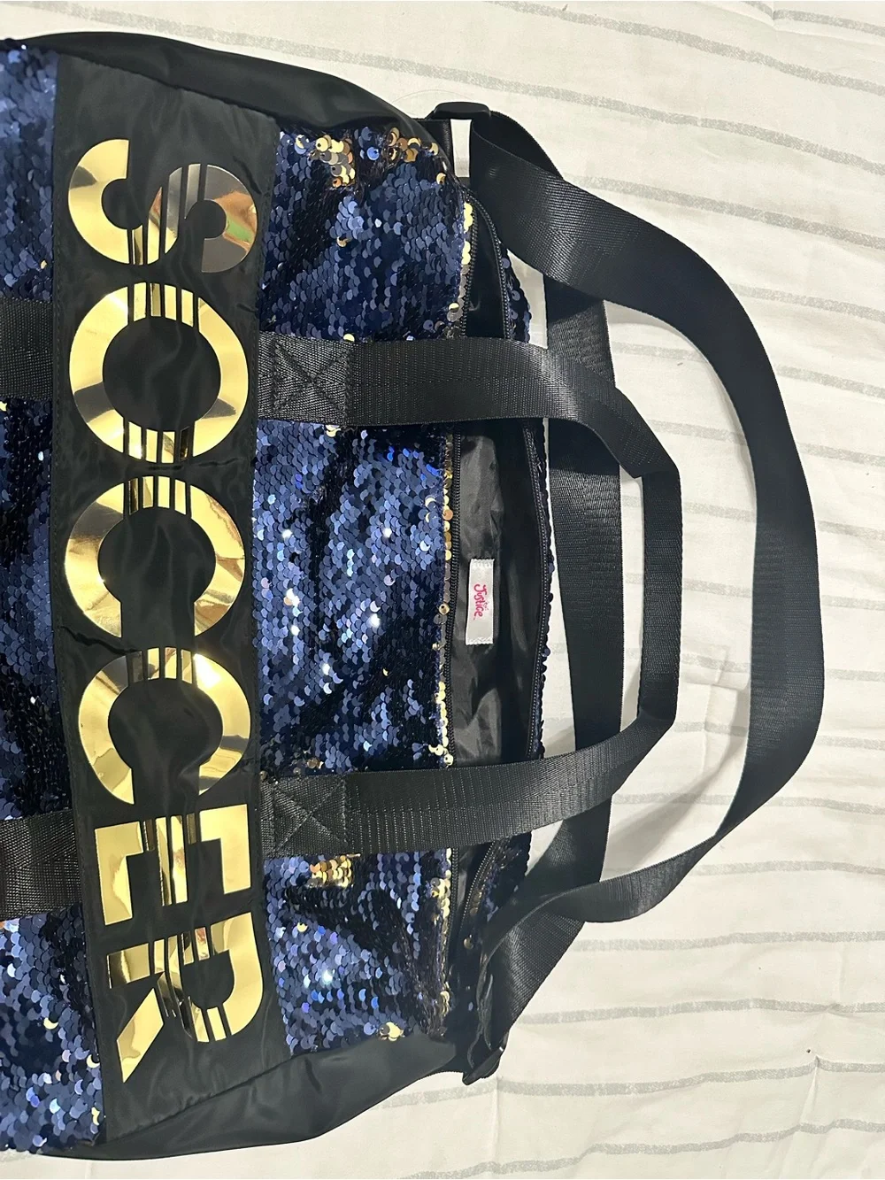 Justice Navy Blue & Gold Sequin Soccer Duffle